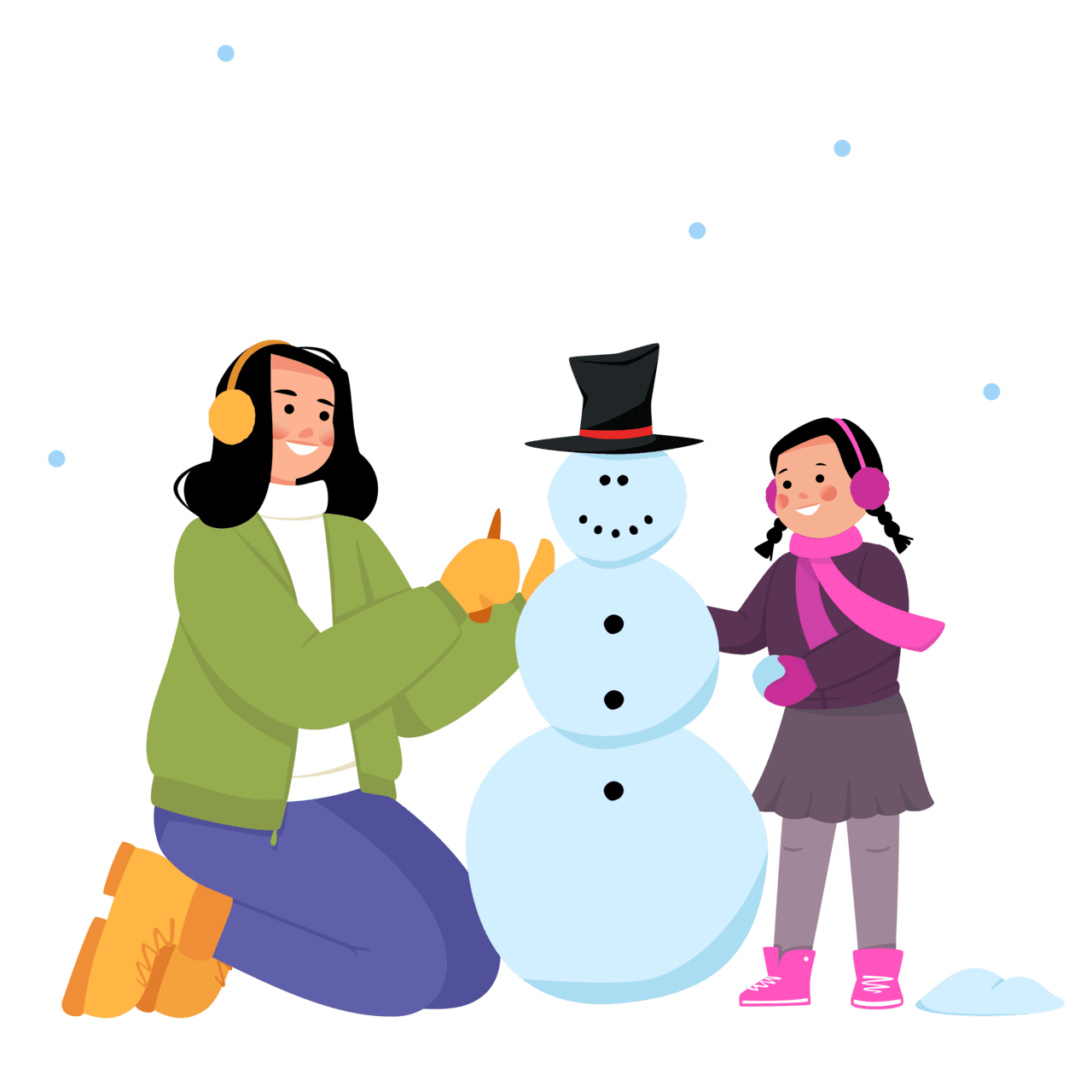 Mother and daughter mold snowman clipart photo