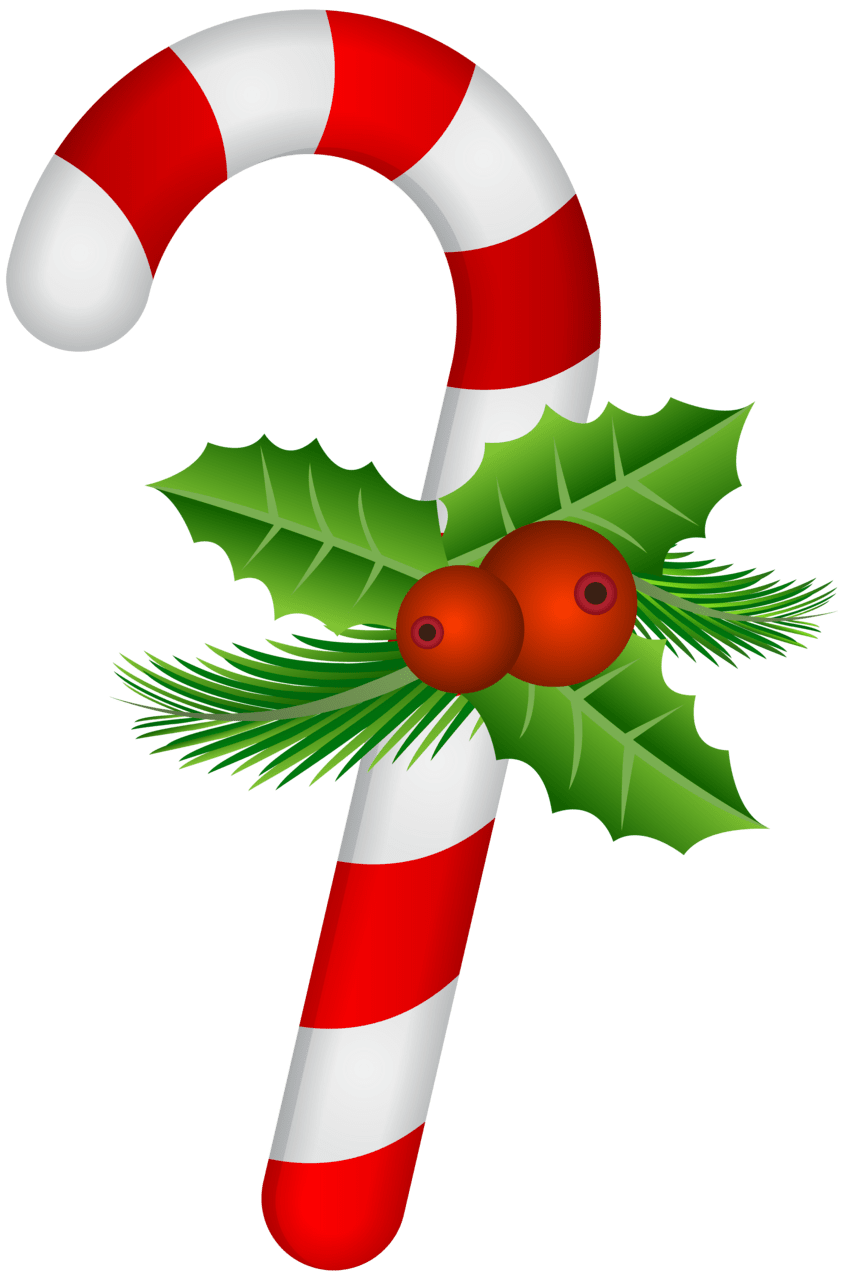 Candy cane with holly clipart logo