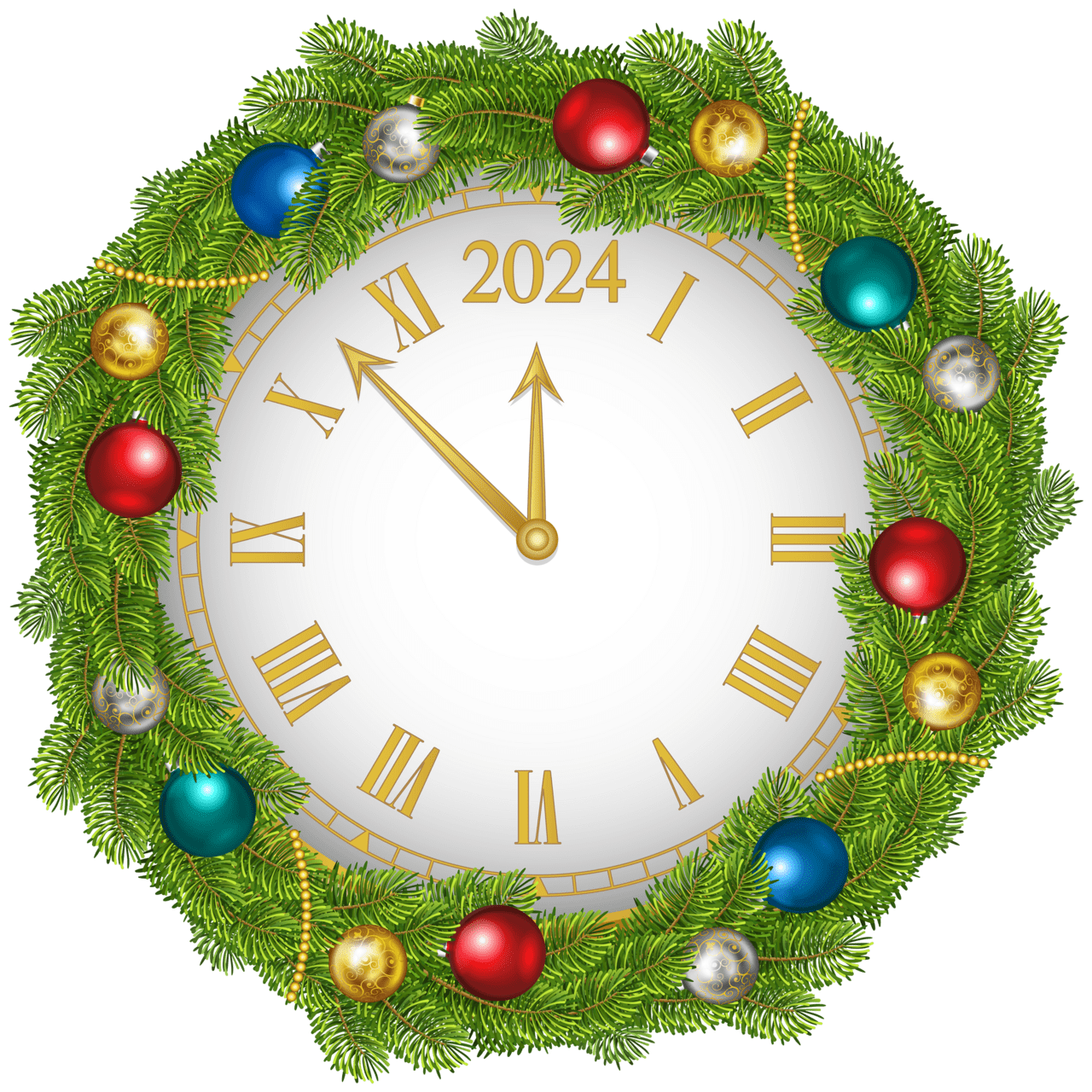 Happy new year 2024 clock clipart high quality images and