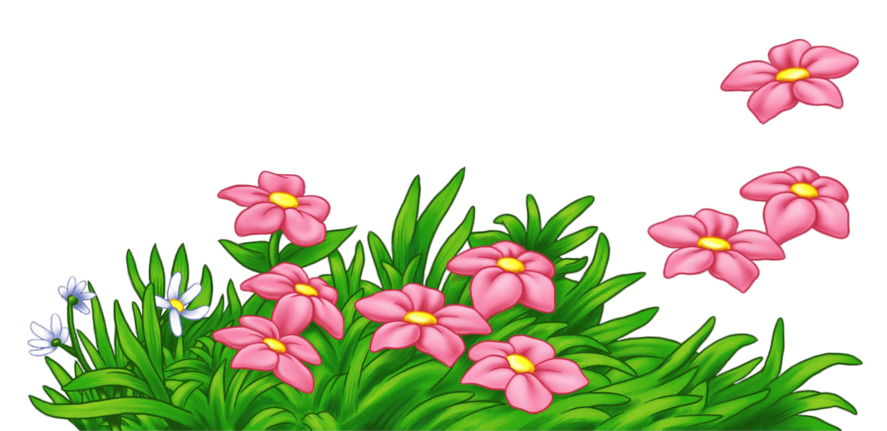 Grass with pink flowers clipart photo