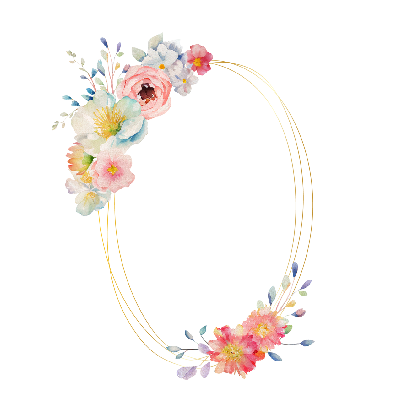 Watercolor floral wreath delicate flowers elegance natural for wedding cards invitations clipart photo