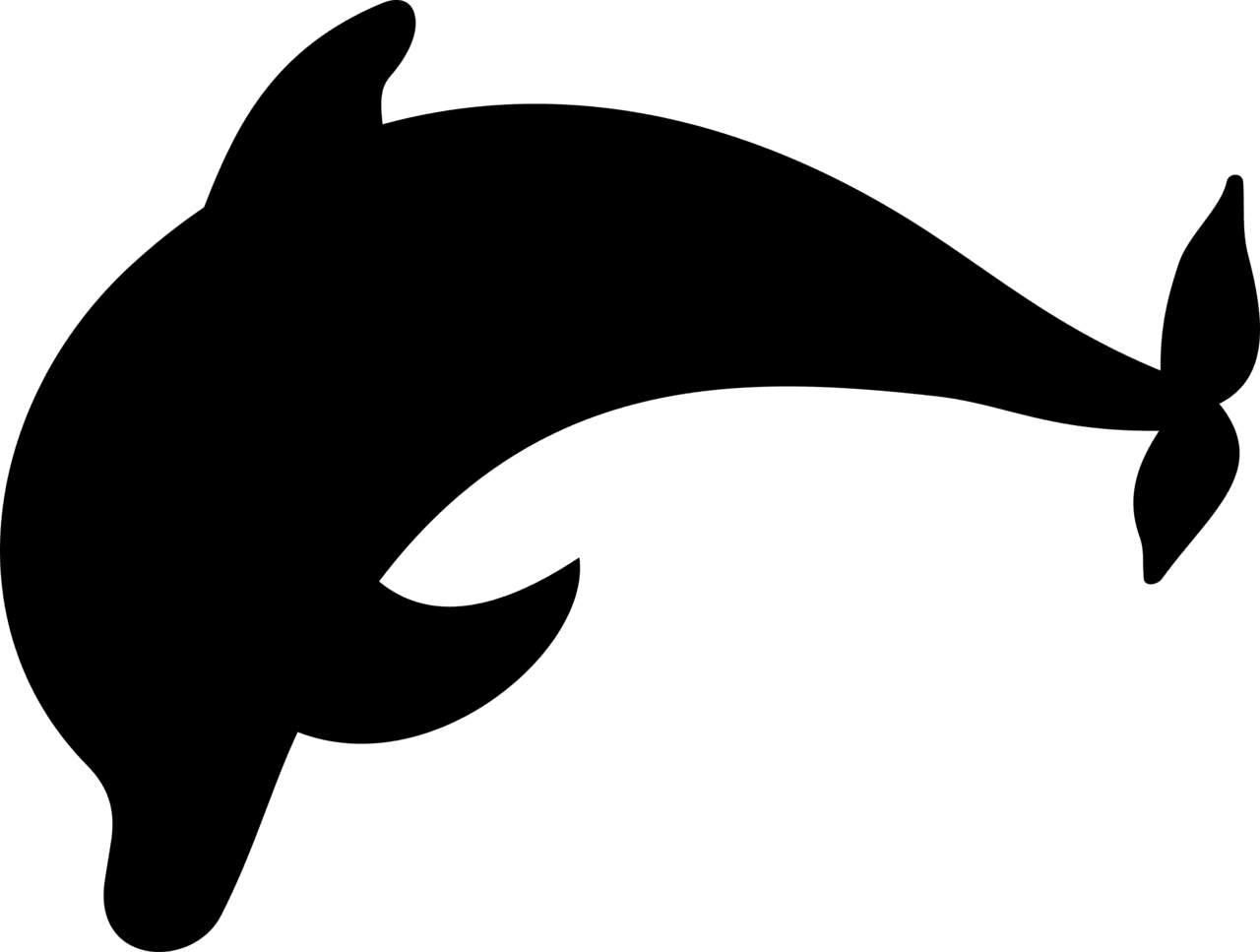 Dolphin silhouette by rones sea creatures clipart free