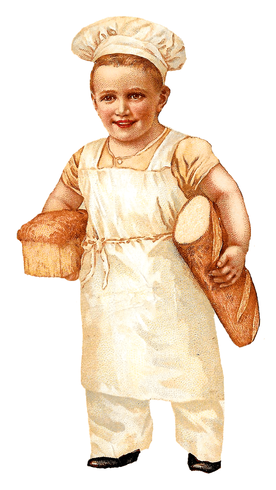 Cooking bread baking clipart boy baker vintage food background