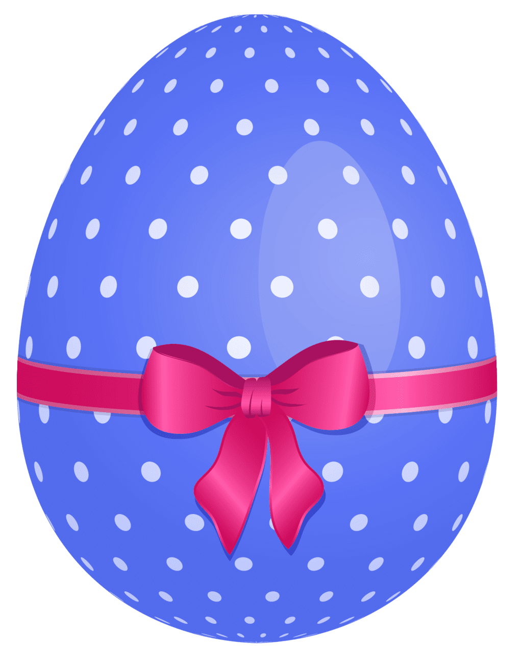 Blue dotted easter egg with pink bow clipart transparent 2
