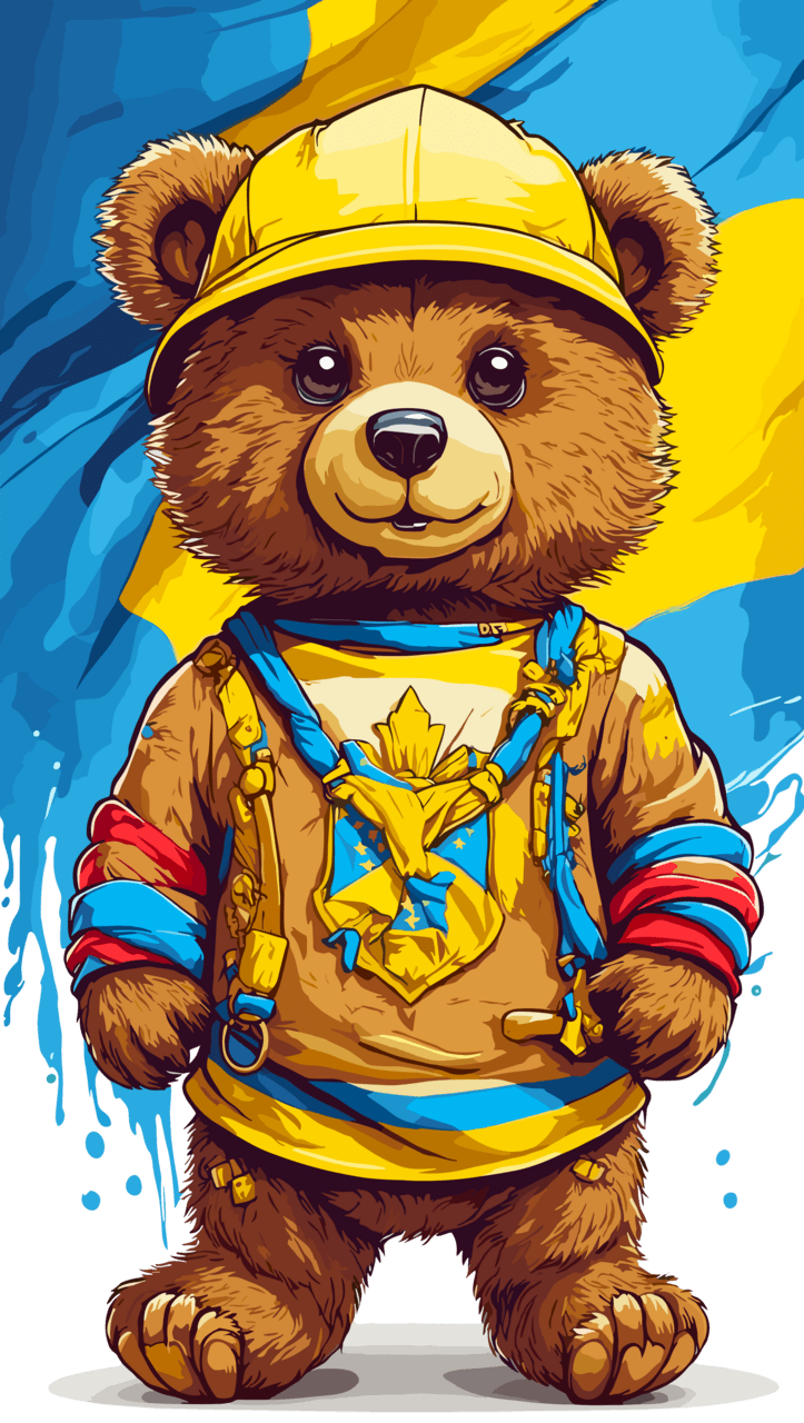 Teddy bear stand with ukraine shirt clipart photo