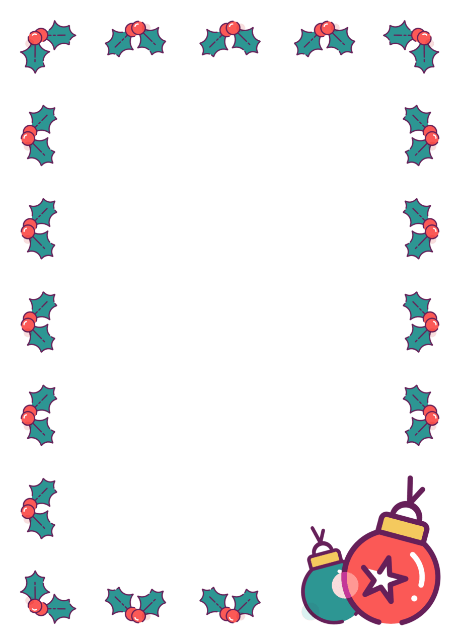 Festive holly and ornaments christmas border clipart transparent