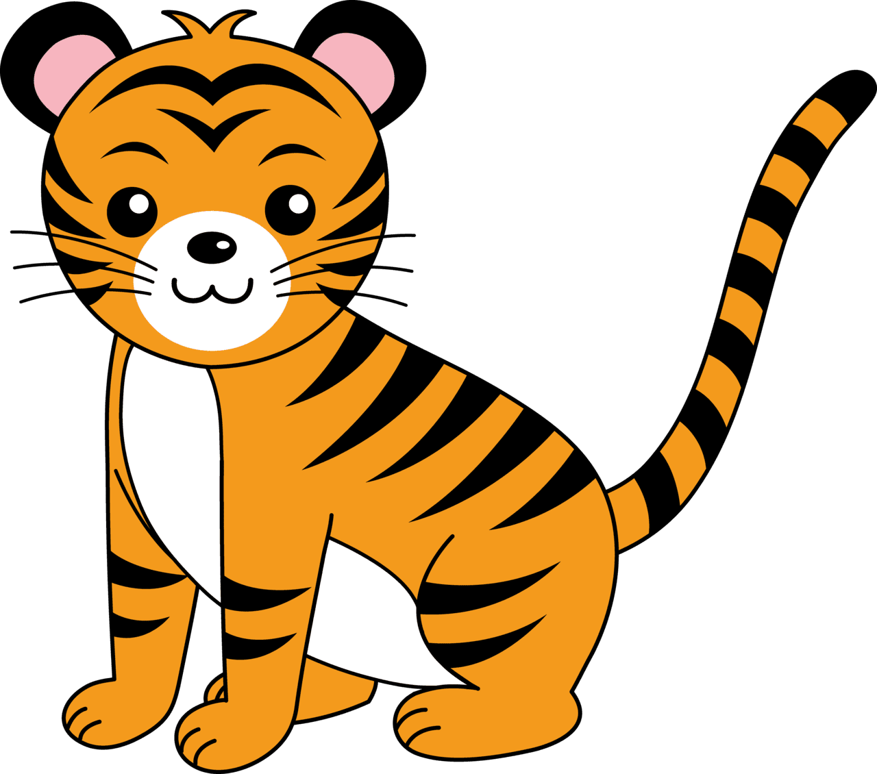 Tiger cute clipart and coloring pages background