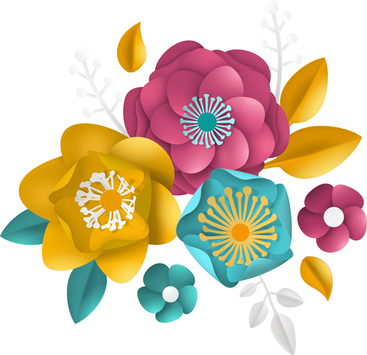 Realistic paper floral vector clipart