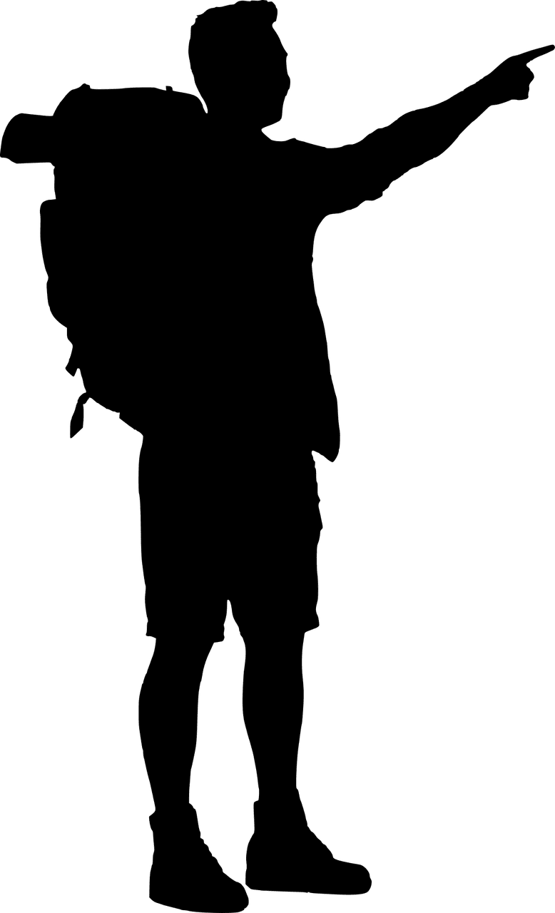 Backpack silhouette traveller finger vector graphic clipart