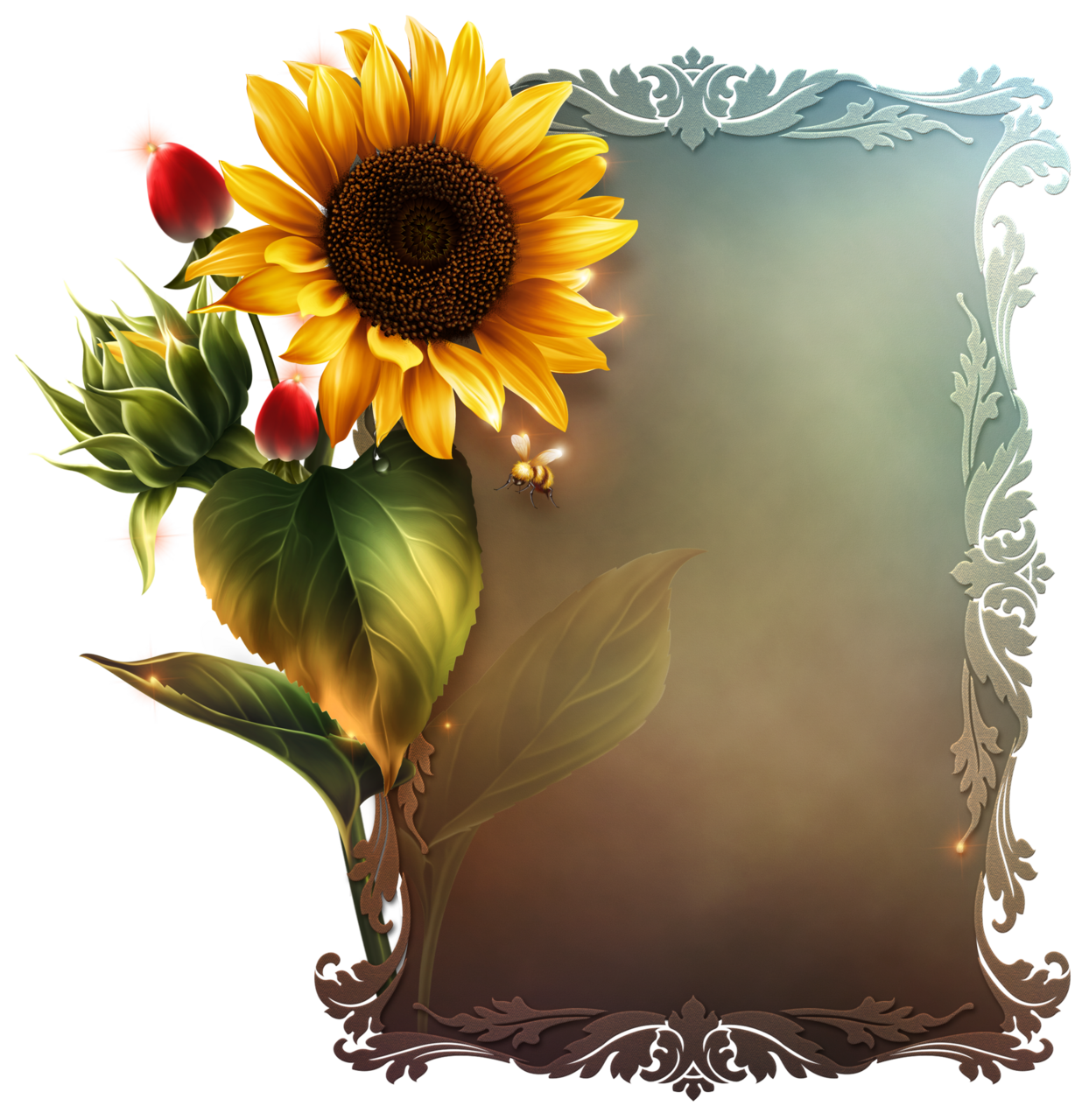 Bright yellow sunflower pictures flower frame clipart