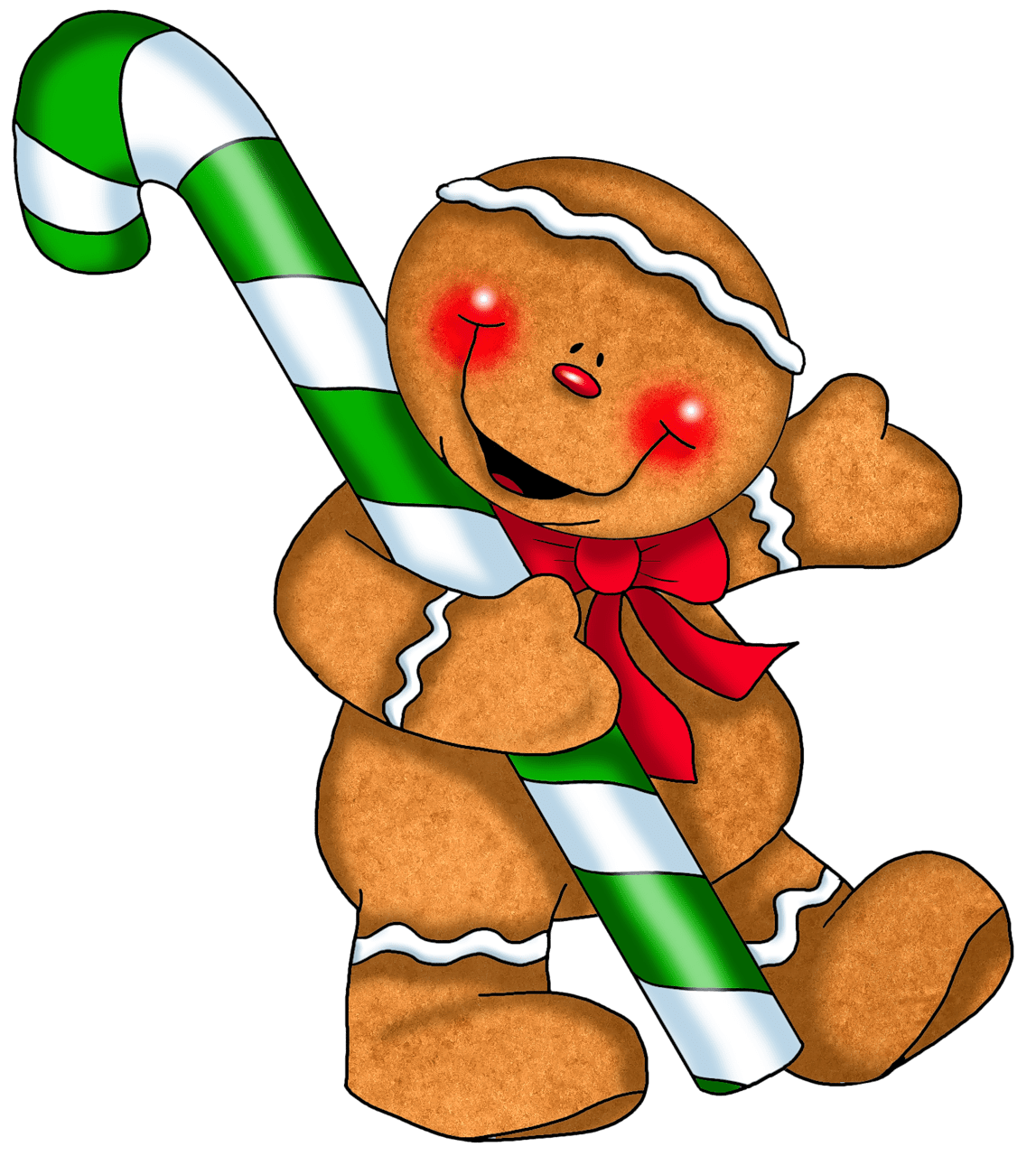 Gingerbread ornament with candy cane clipart background