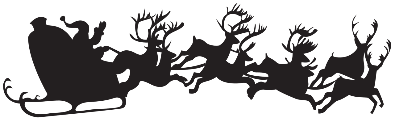 Reindeer christmas silhouette santa claus with sleigh clipart photo