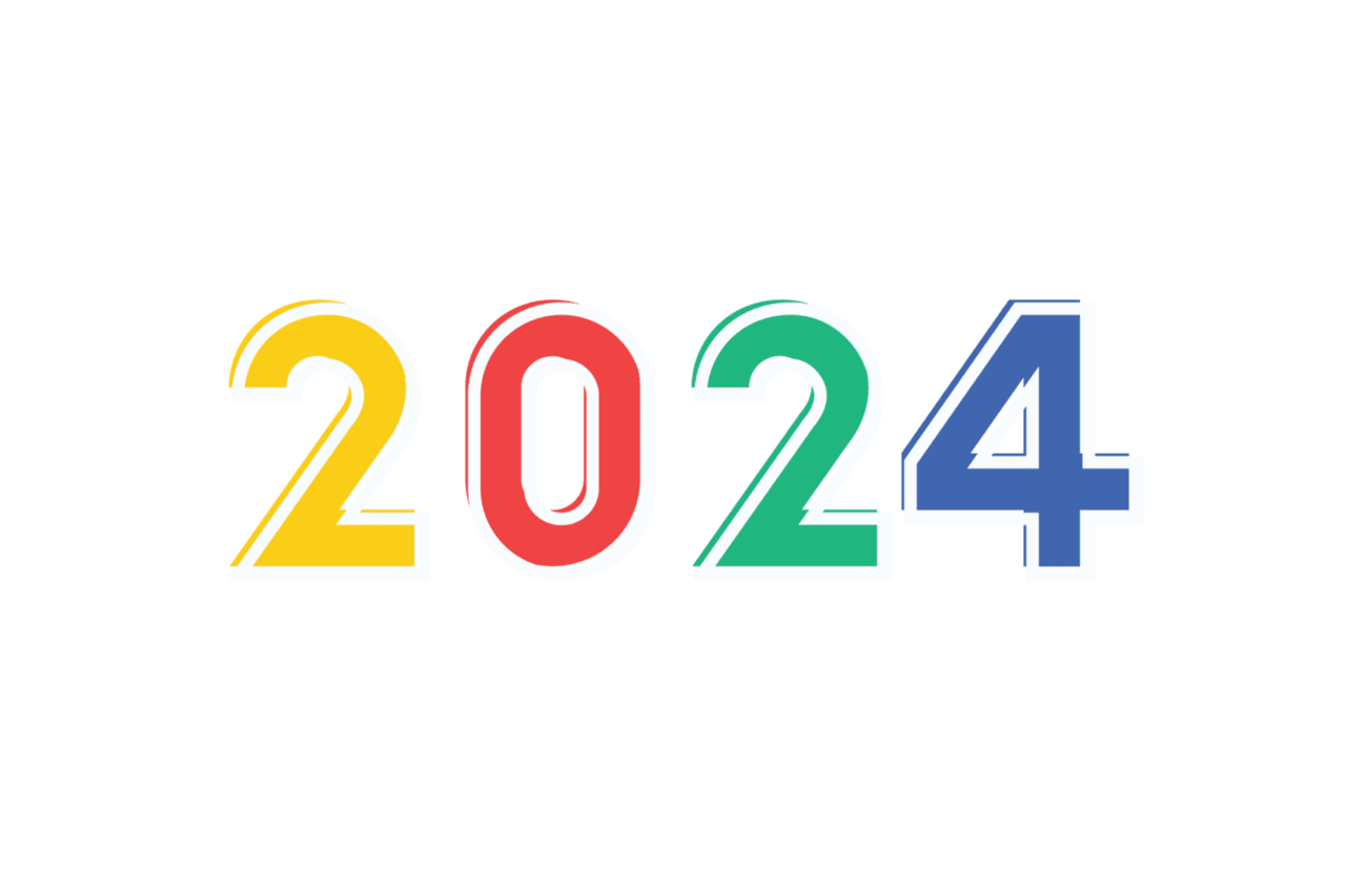 Happy new year 2024 colorful text background clipart