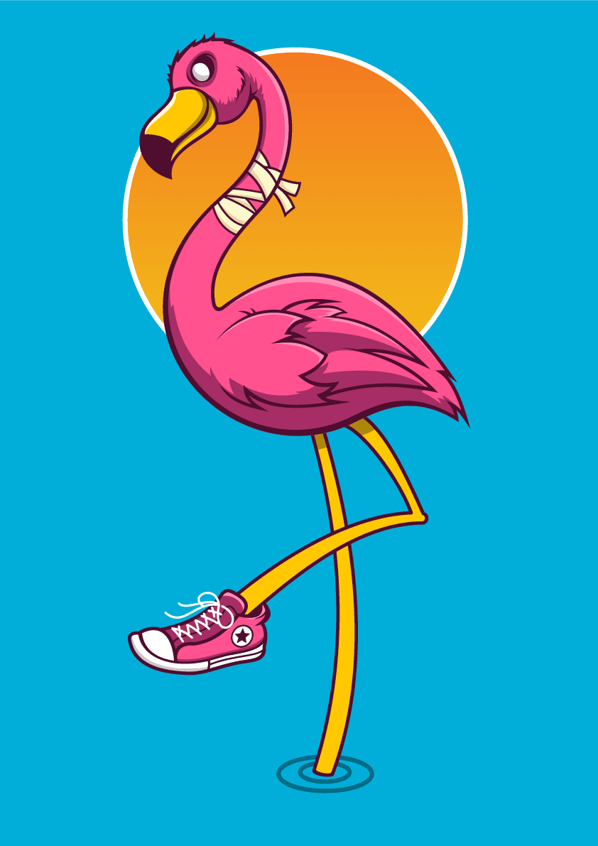 Flamingo flam go art wall clipart image