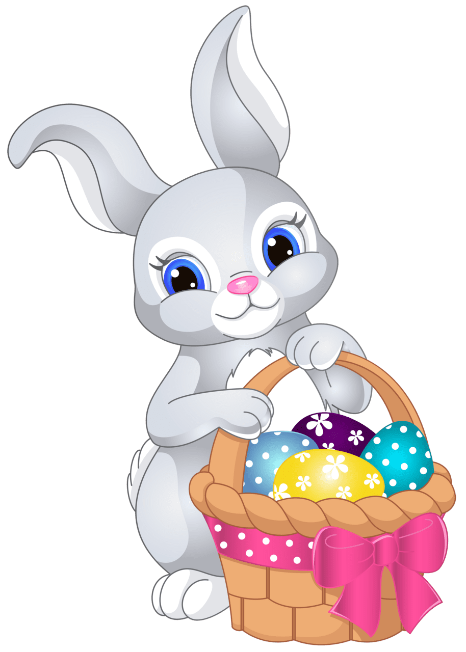 Rabbit easter bunny with egg basket clipart image