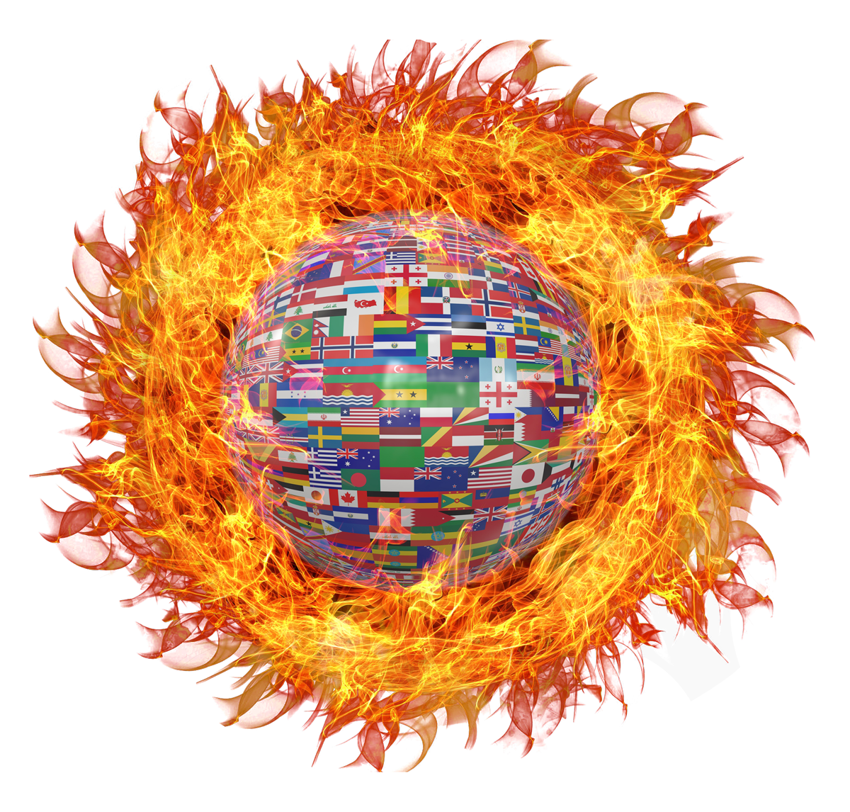 Globe with world flags fire clipart free