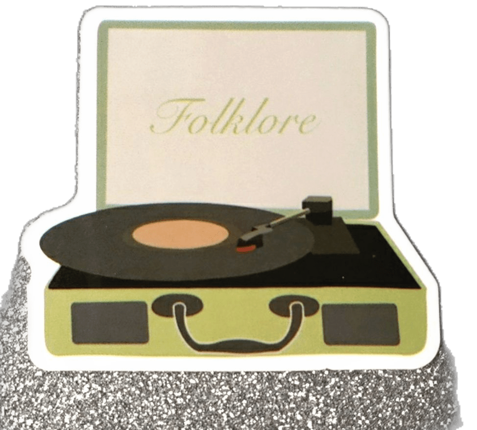 Taylor swift design music waterproof sticker record player folklore color black green size os clipart logo