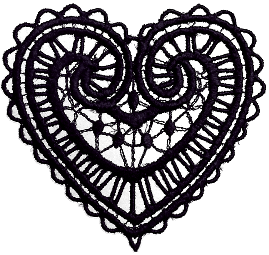 Heart black and white dark lace ornaments clipart clip art