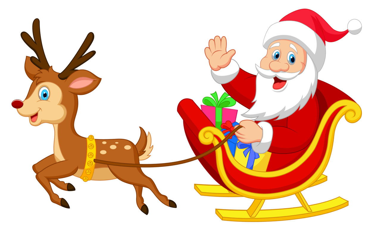 Reindeer santa with rudolph clipart free