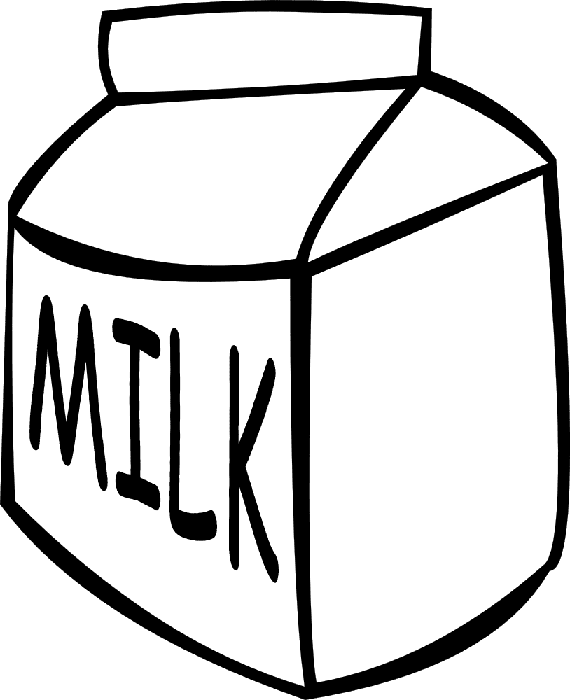 Breakfast linelabels clipart small milk carton black and white background