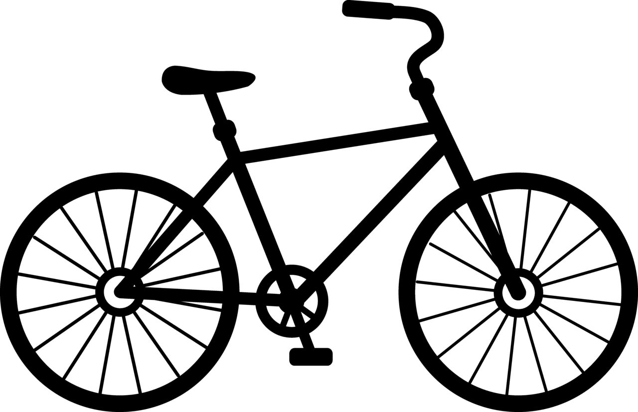 Bicycle cute clipart and color pages transparent