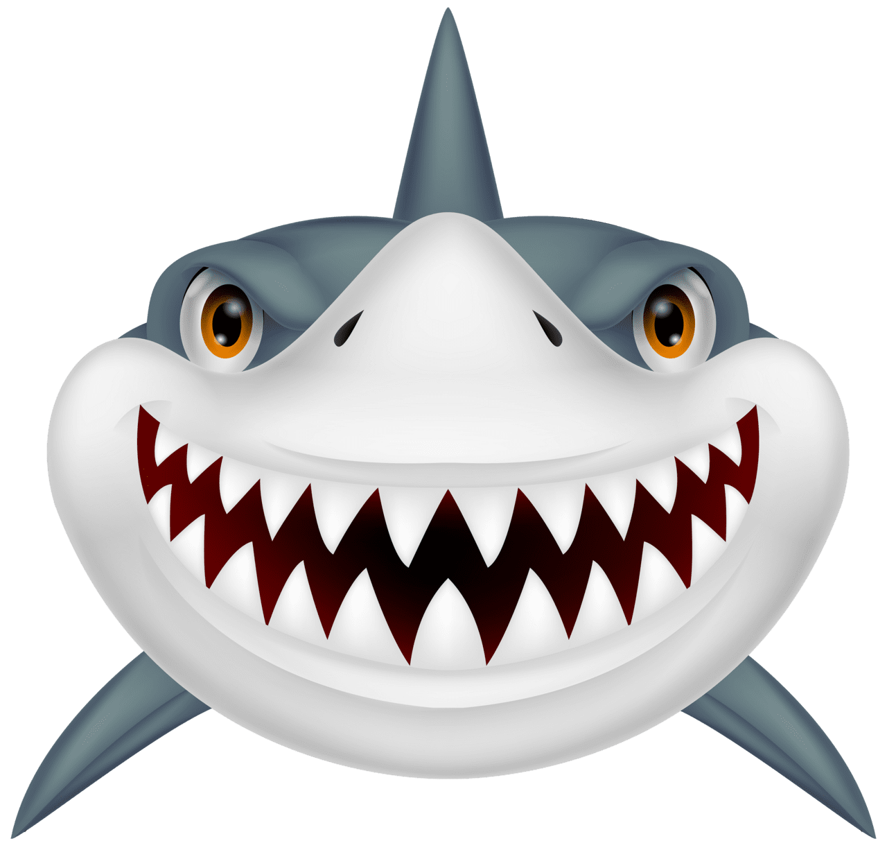 Shark clipart black and white image cartoon fish rock painting art scary