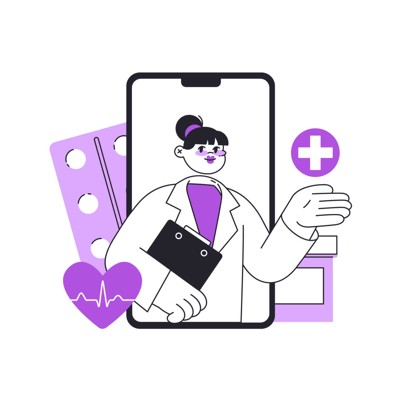 Consultation with doctor via smartphone clipart clip art