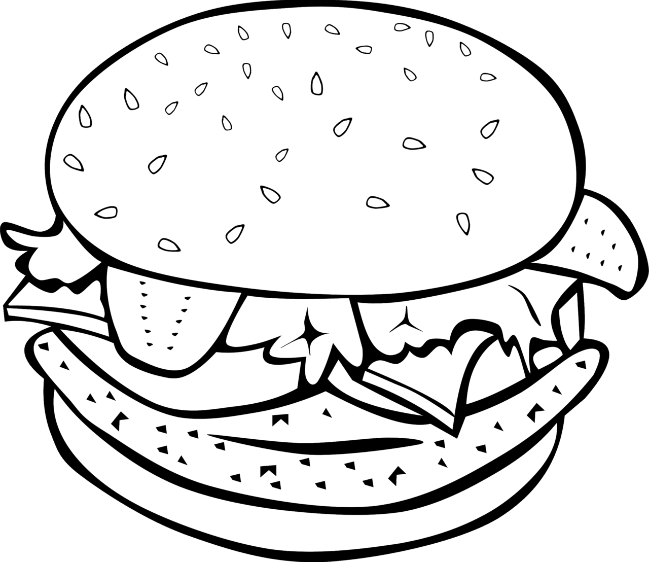 Pobarvanka hamburger clipart free