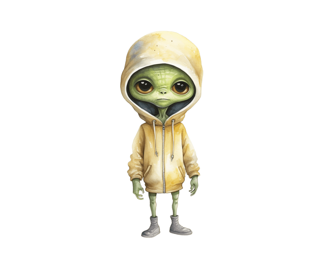 Watercolor alien clipart picture 2