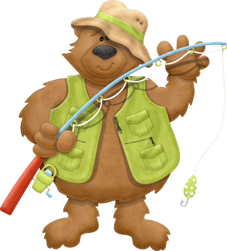 Fishing bear clipart logo