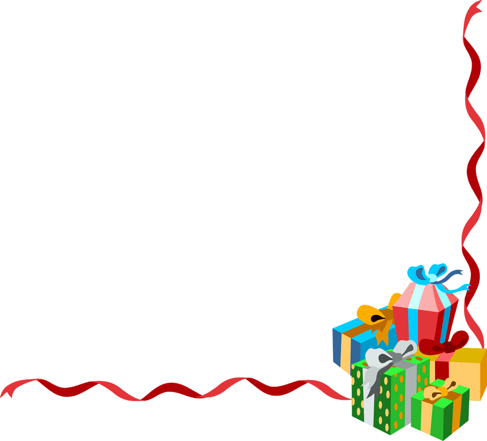 Photo of lower right frame corner with presents christmas border clipart