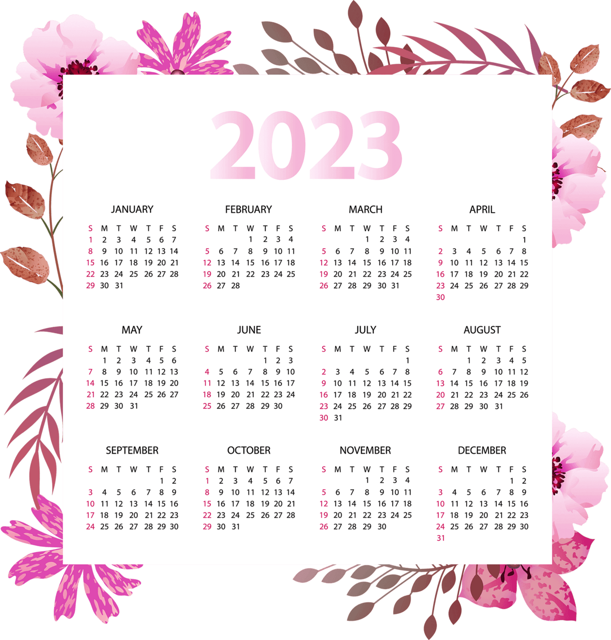 Calendar beautiful flower design image clipart