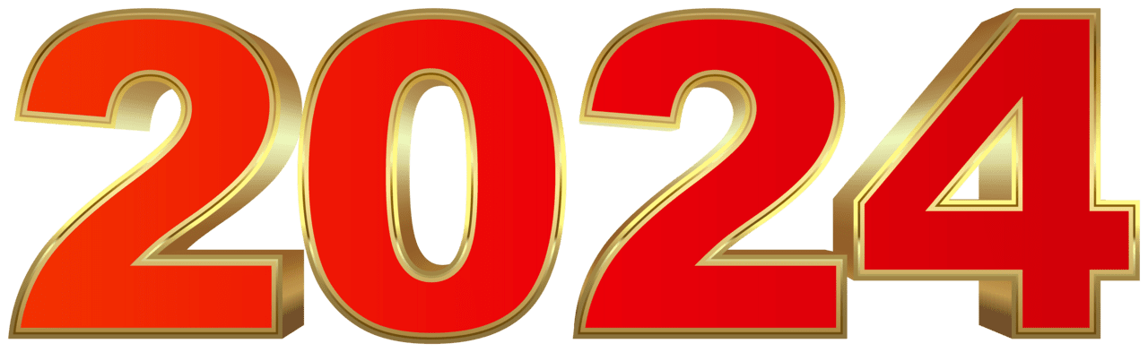 Happy new year 2024 red clipart high quality images and