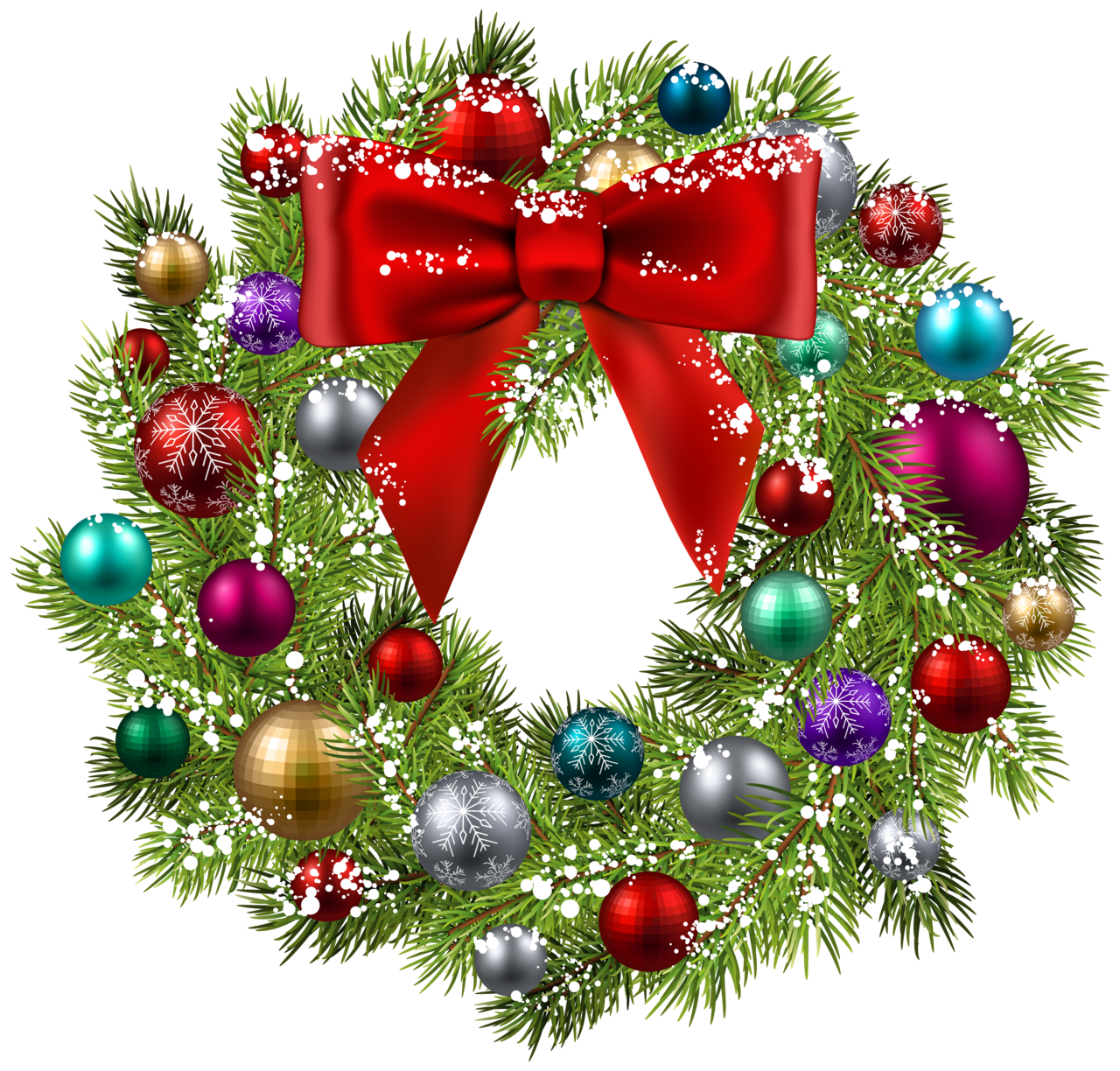 Christmas ornament wreath with ornaments clipart clip art