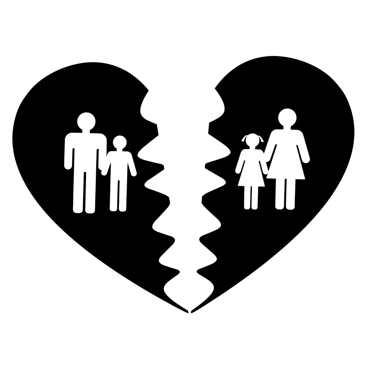 Heart black and white of divorce family breakup clipart free