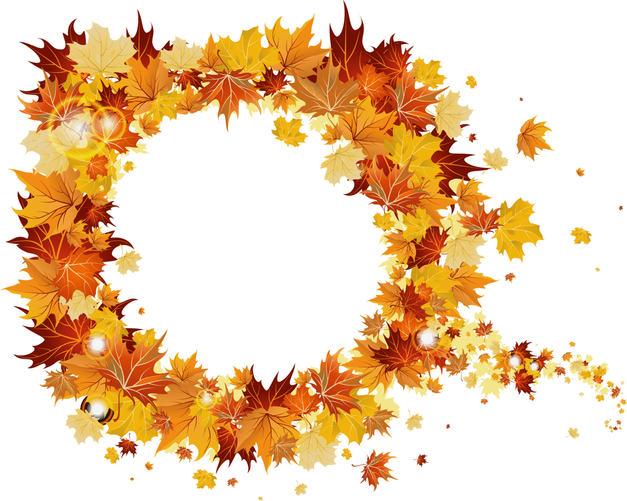 Autumn leaves fall round vector frame clipart