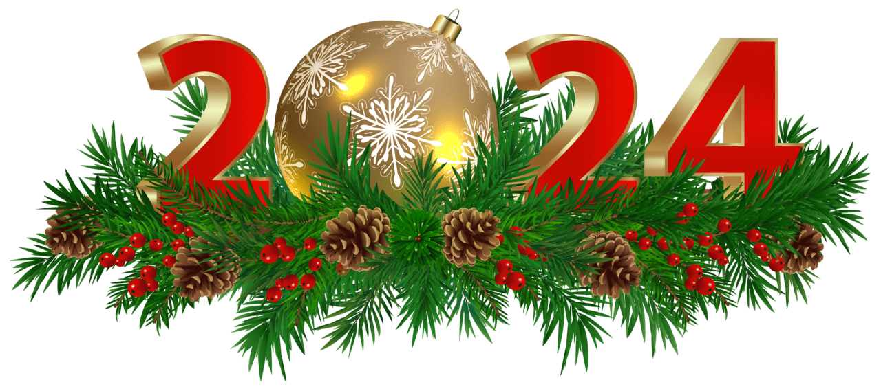 Happy new year 2024 christmas decoration clipart image high quality images and