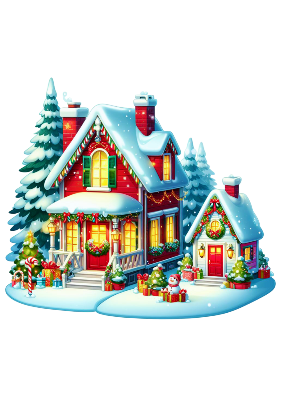 Home decora de natal cen rio casinha clipart free