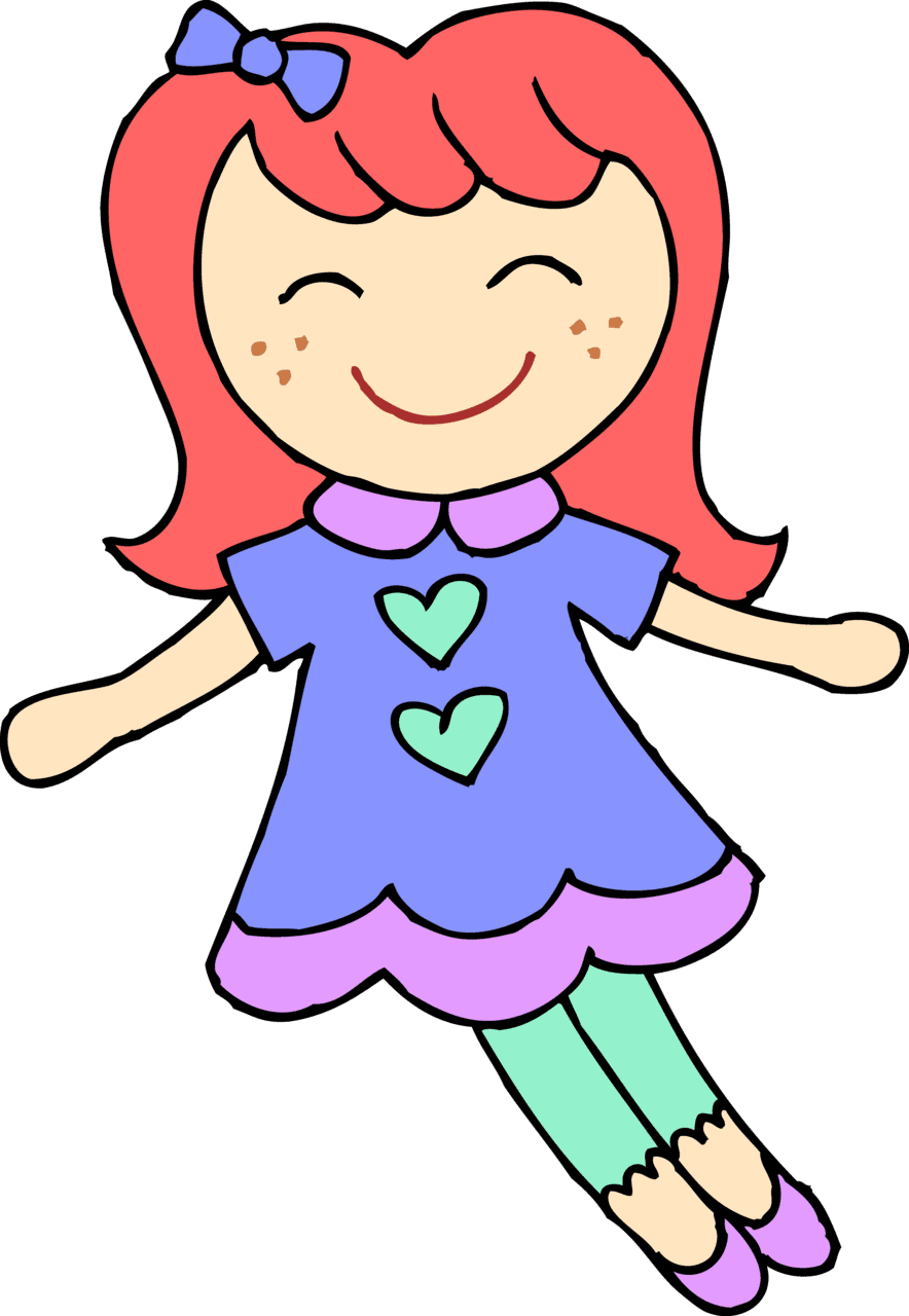 Cute doll clipart black and white transparent