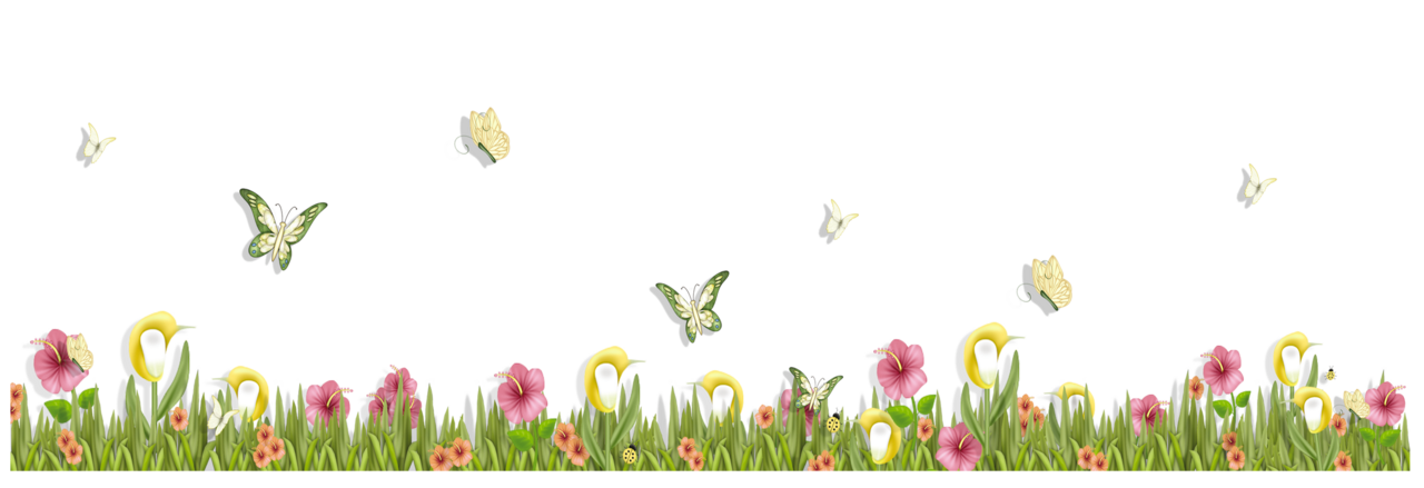 Grass with butterflies and flowers clipart image