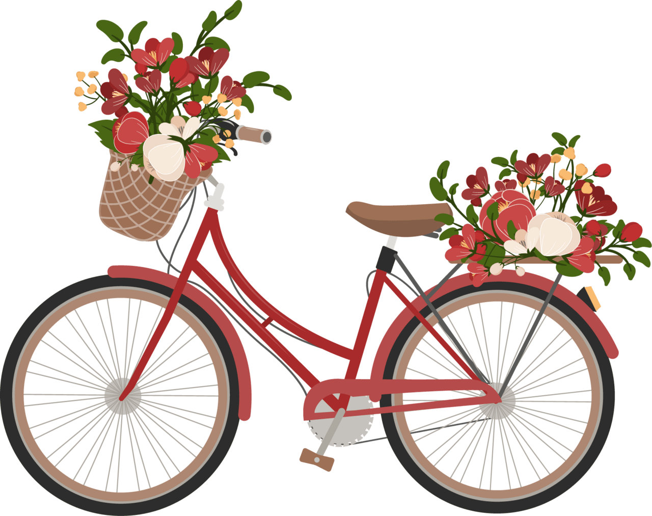 Lady bike with flower image clipart