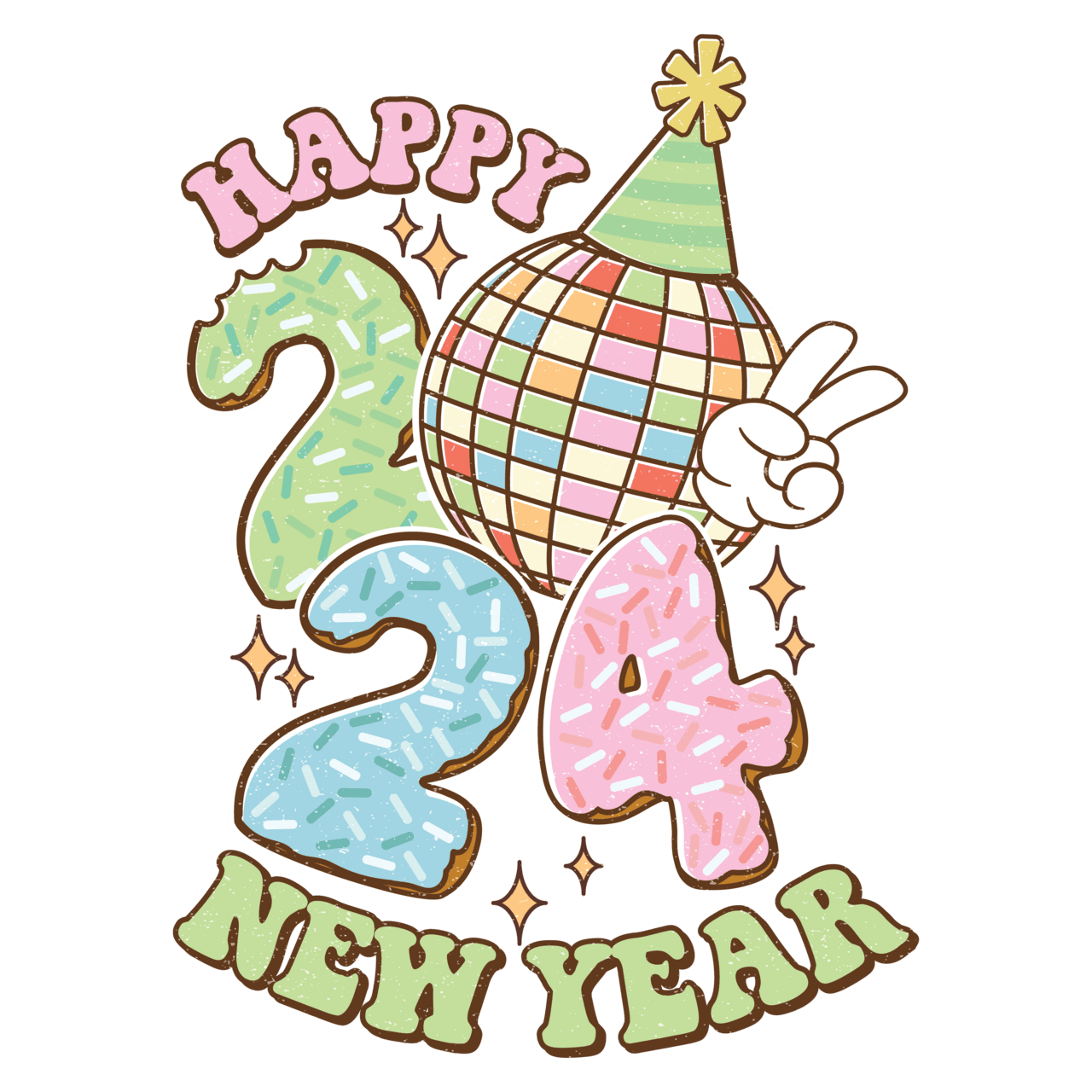 Happy new year 2024 page clipart transparent