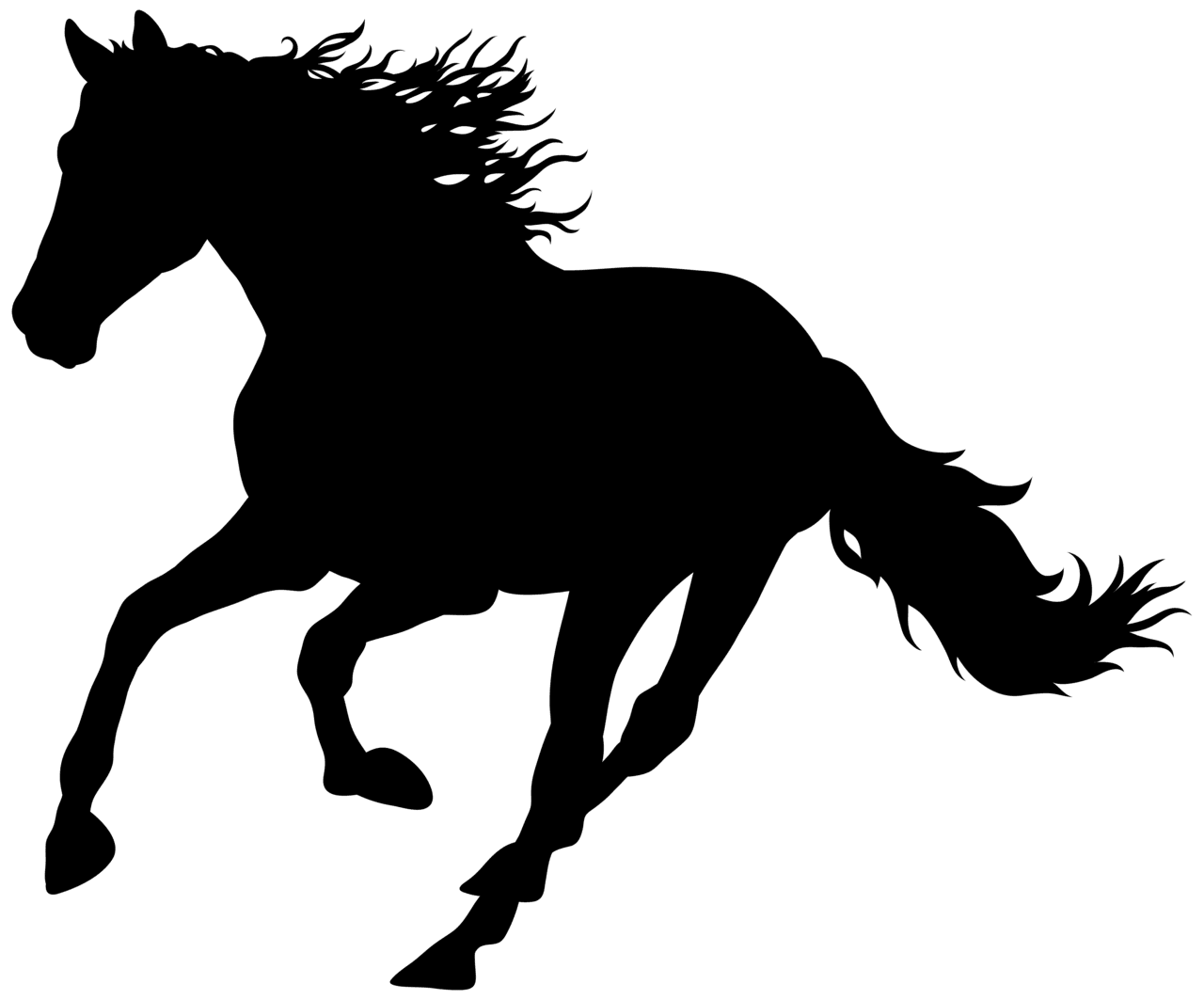 Mustang horse silhouette running hd clipart logo