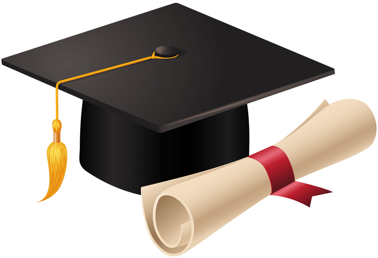 Hat graduation cap and diploma clipart transparent