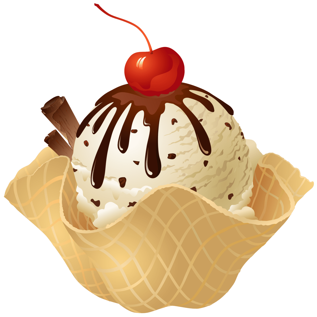 Food vanilla ice cream waffle basket picture clipart