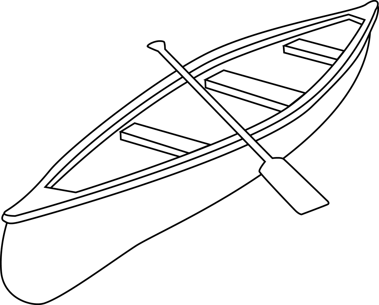 Boat canoe clipart black and white outline sketch coloring page photo