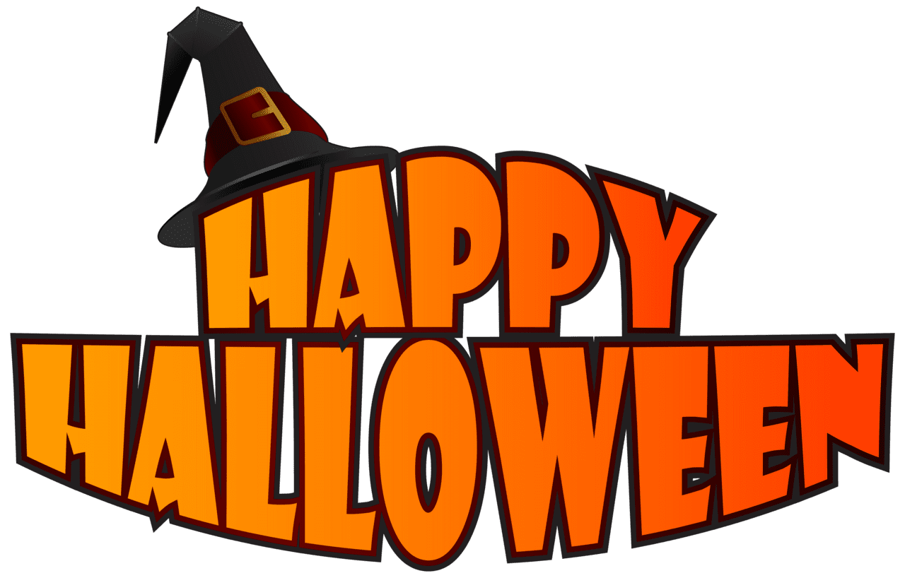 Happy halloween with witch hat clipart image