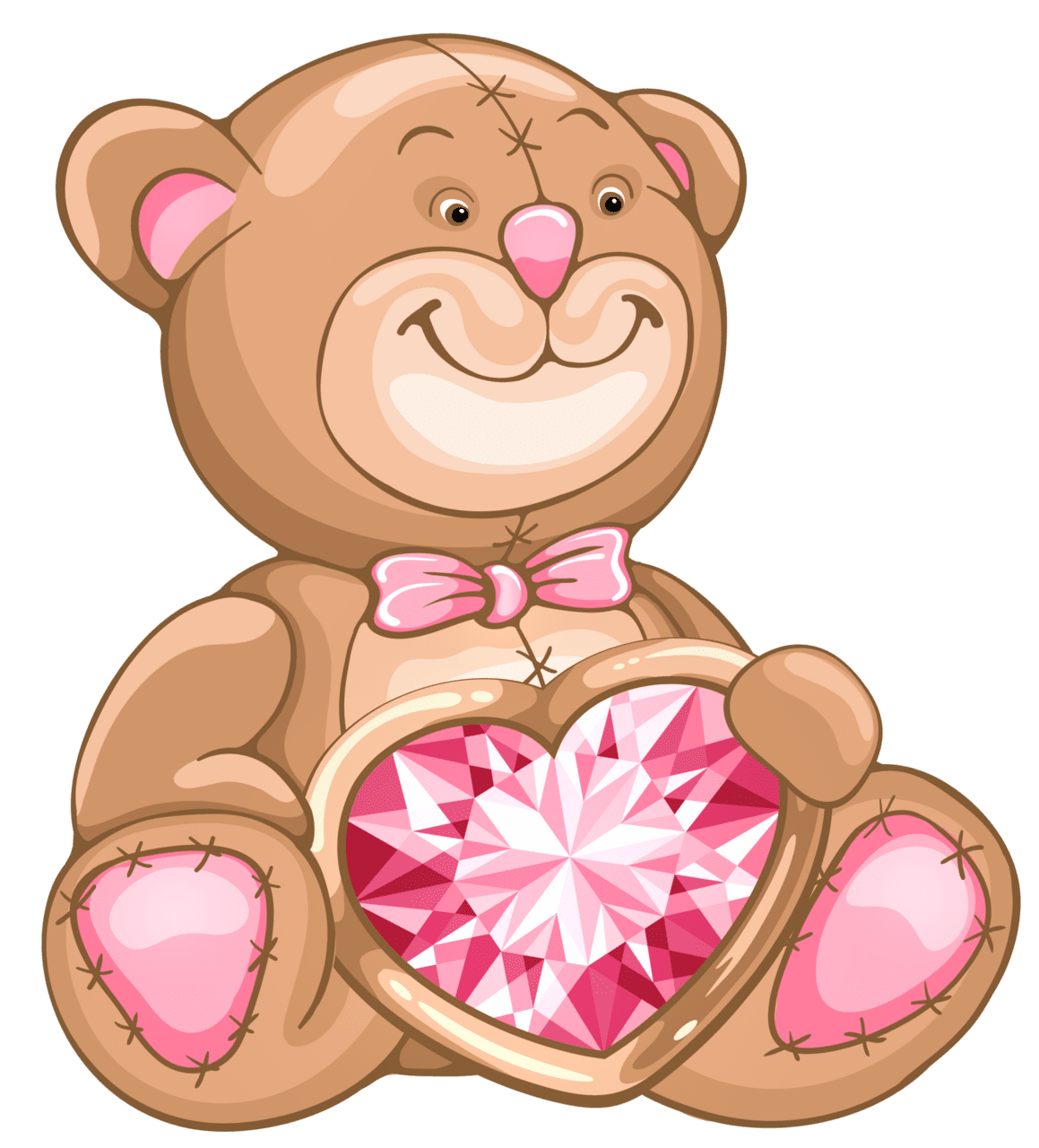 Teddy bear with diamond heart clipart transparent