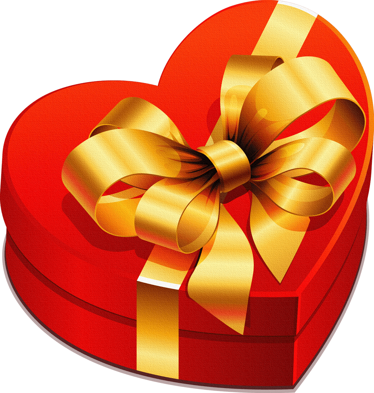 Gift large heart box with gold bow clipart free