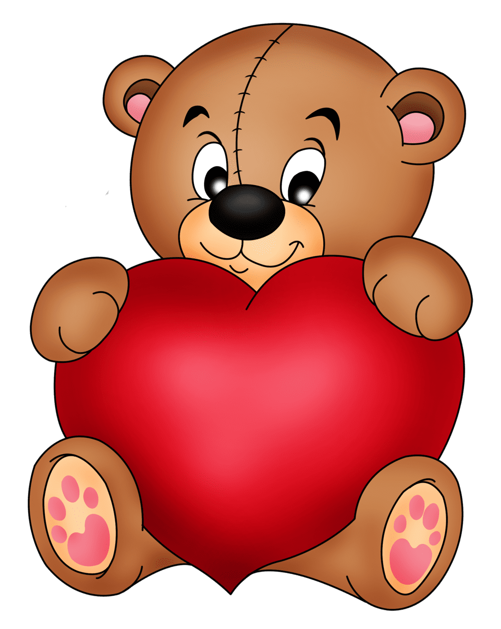 February brown teddy with red heart clipart background